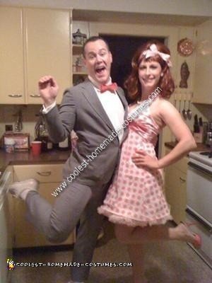 Homemade Pee Wee Herman and Miss Yvonne Couple Halloween Costume