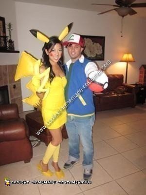 Homemade Pikachu and Ash Couple Halloween Costume Ideas