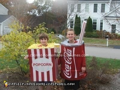 Homemade Popcorn and Coke Costumes