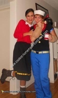 Coolest Homemade Popeye and Olive Oyl Couple Halloween Costume Idea