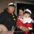 Homemade Popeye, Olive Oyl and Sweet Pea Family Costume