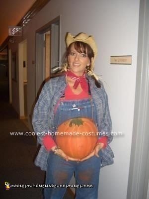 Homemade Pregnant Pumpkin Farmer Halloween Costume