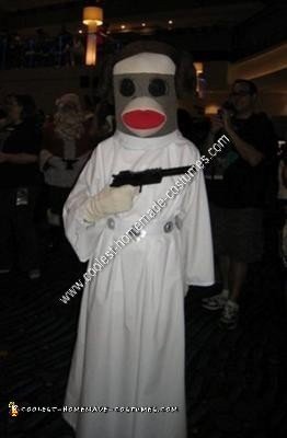 Homemade Princess Leia Sock Monkey Halloween Costume