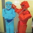 Homemade Rock'em Sock'em Robots Couple Halloween Costume at the School Party