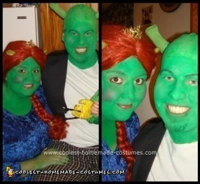 Homemade Shrek and Fiona Couple Halloween Costume