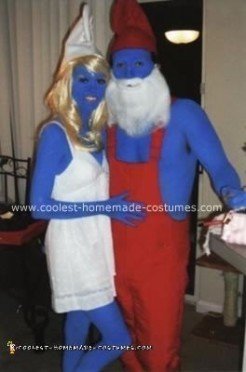 Coolest Homemade Smurfette and Papa Smurf Costume