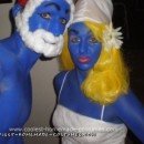 Homemade Smurfette and Pappa Smurf Adult Halloween Costumes