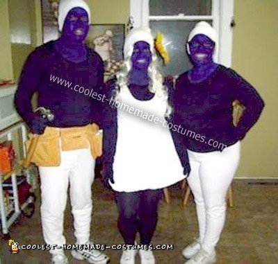 Homemade Smurfette, Brainy and Handy Smurf Costumes