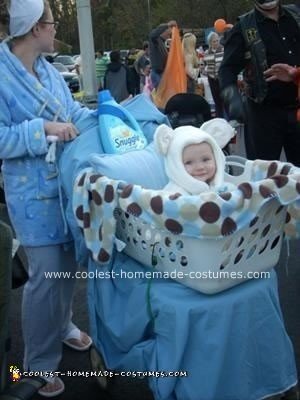 Homemade Snuggle Bear in Laundry Basket Baby Costume