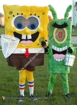 Homemade SpongeBob and Plankton Couple Costume