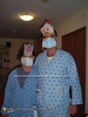 Homemade Swine Flu and Avian Flu Couple Costumes