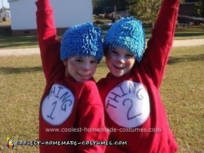 Homemade Thing 1 and Thing 2 Halloween Costumes