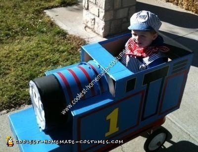 Homemade Thomas the Tank Engine Child Halloween Costume Idea