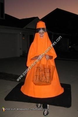 Homemade Traffic Cone Halloween Costume Idea