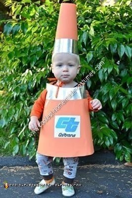 Homemade Traffic Cone Toddler Halloween Costume