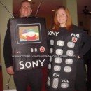 Homemade TV and Remote Control Couple Costume