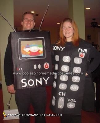 Homemade TV and Remote Control Couple Costume