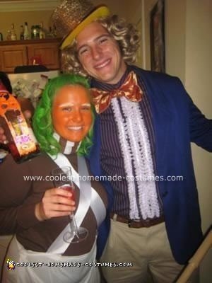 Homemade Willy Wonka and Oompa Loompa Couple Costume