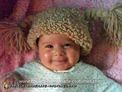 Coolest Infant Cabbage Patch Kid Costume - Calista in her wig before we trimmed and put ribbons on.