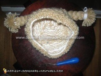 Coolest Infant Cabbage Patch Kid Costume - Wig and Latch Hook tool used to make her yarn wig/hat