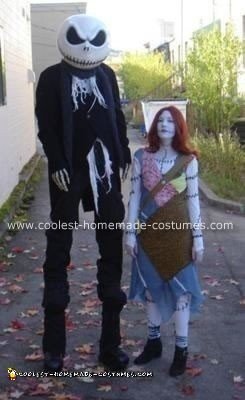 Homemade Jack Skellington and Sally Rag-Doll Costumes from The Nightmare Before Christmas