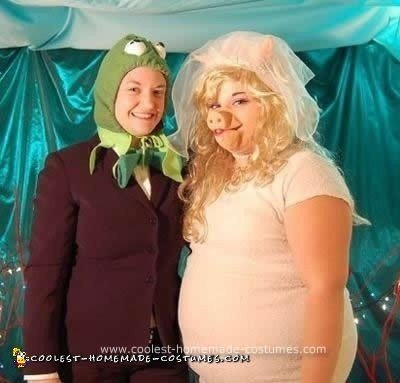 Homemade Kermit and Miss Piggy Couple Costume