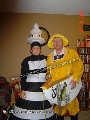 Homemade Lighthouse and Lost Fisherman Couple Costume