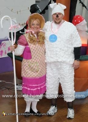 Homemade Little Bo Peep and Sheep Couple Costume