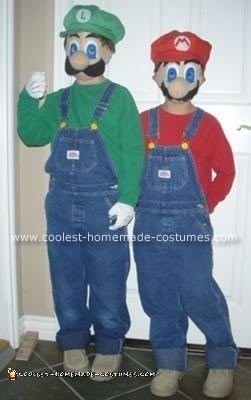 Homemade Mario and Luigi Halloween Costumes