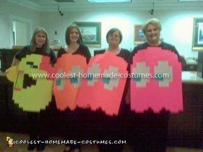Homemade Ms. Pacman and Ghosts Group Costume