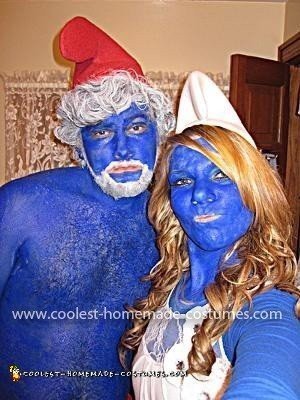 Homemade Papa Smurf and Smurfette Couple Costume