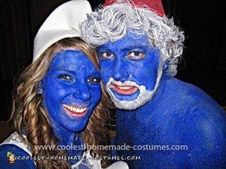 Homemade Papa Smurf and Smurfette Couple Costume