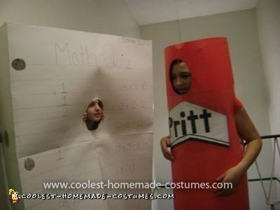 Homemade Paper and Glue Stick Couple Costume