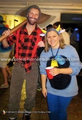 Homemade Paul Bunyan and Babe the Blue Ox Couple Costume