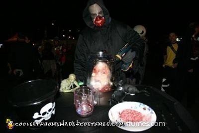 Homemade Pickled Head in a Jar and Wheelchair Table Costume