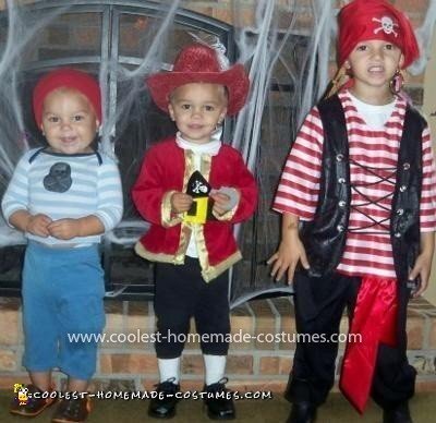 Homemade Pirate, Captain Hook, and Smee Costume with Pirate Ship