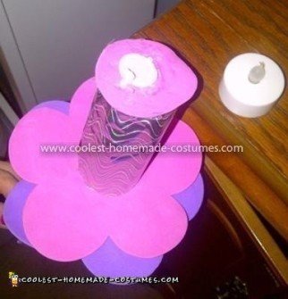 Coolest Pretty Pink Homemade Cupcake Costume - the other head piece...the lit up candle..