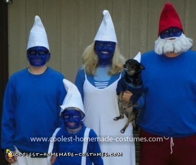 Homemade Smurf Family Costume