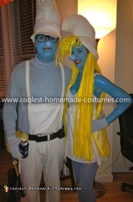 Homemade Smurfette and Handy Smurf Costumes