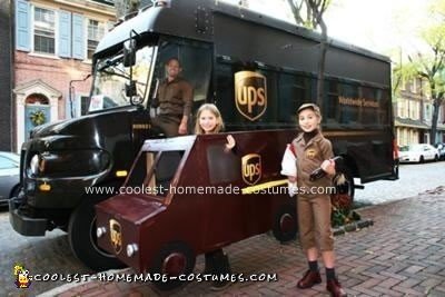 Homemade UPS Delivery Person and Truck Costume