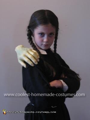 Homemade Wednesday Addams and Thing Costume