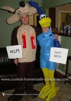 Homemade Wile E Coyote and Roadrunner Couple Costumes