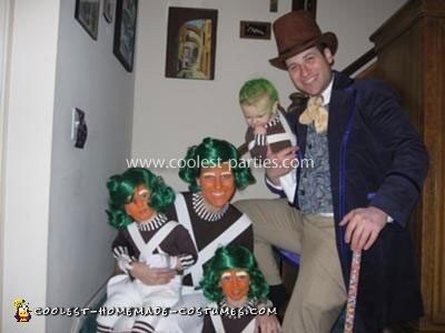 Homemade Willy Wonka and Oompa Loompa Family Costumes