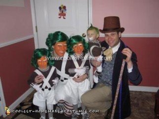 Homemade Willy Wonka and Oompa Loompa Family Costumes