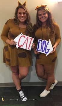 Cool Homemade CatDog Costume for College Roommates