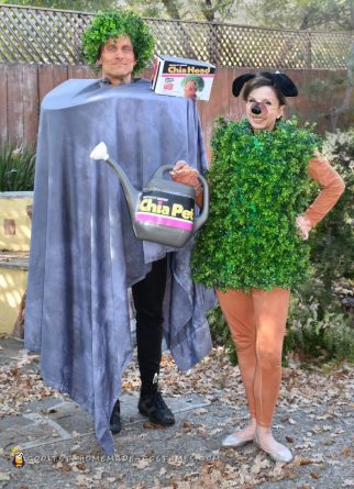 Cool Chia Head and Chia Pet Costume for a Couple