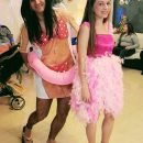 Girl in a Flamingo Pool Float Couple Costume