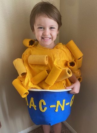 Coolest Homemade Mac-N-Cheeze Costume for a Boy