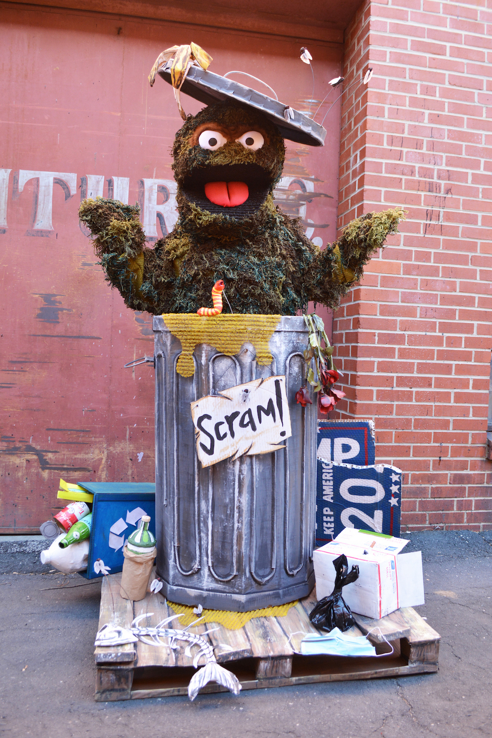 Oscar the Grouch Costume Made Completely from Trash