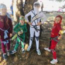 Four Siblings with Awesome DIY Lego Ninjago Costumes for Kids